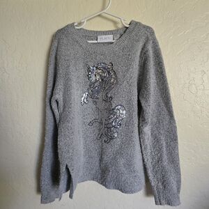 Children's Place Cozy Gray Unicorn Sweater size M (7/8)